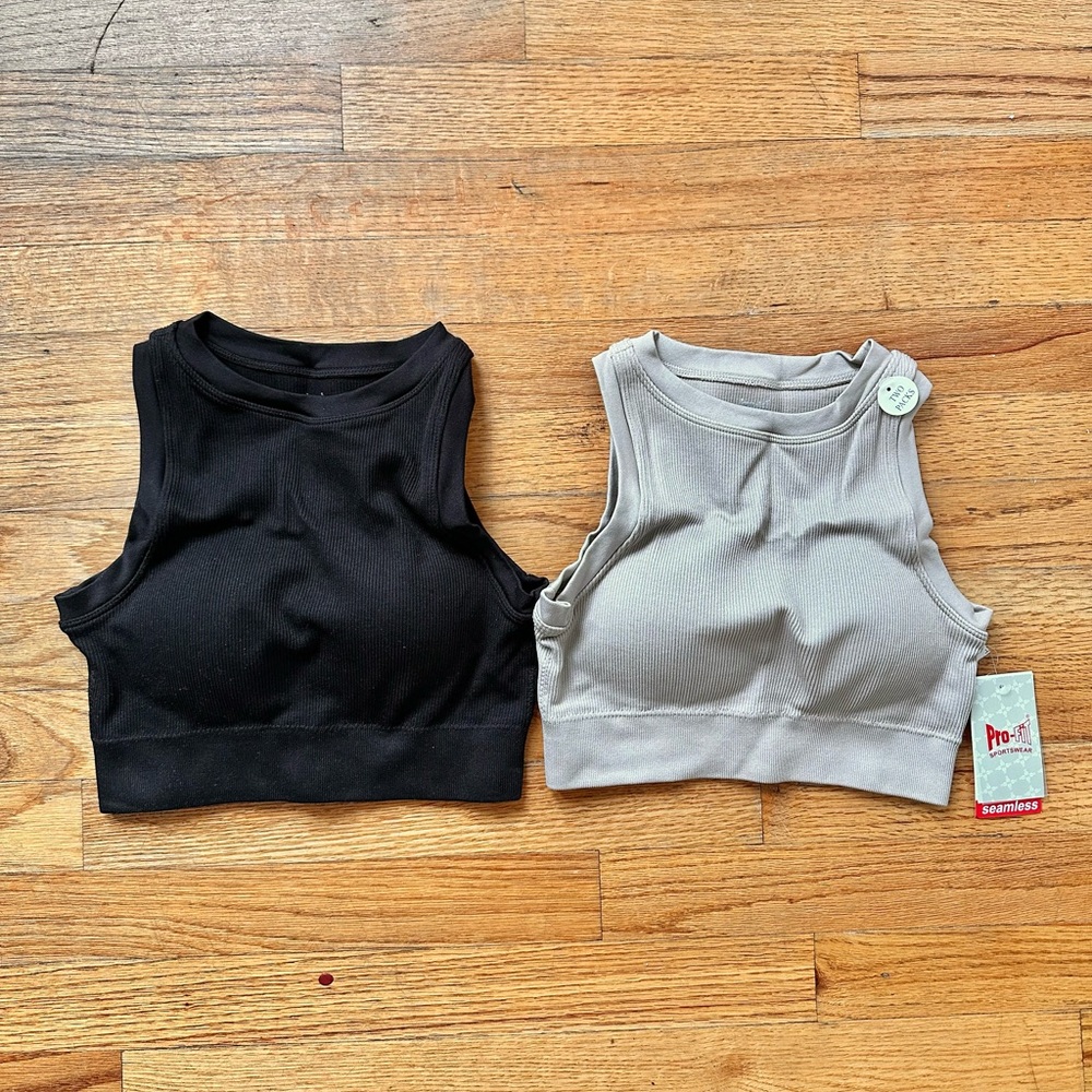 2 Pack High-Neck Crop Top